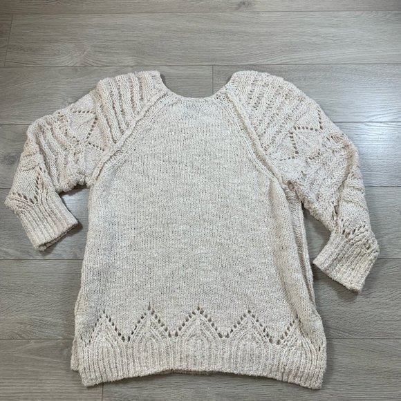 ANTHROPOLOGIE Pilcro Luna Pointelle Sweater Cream - Picture 6 of 14